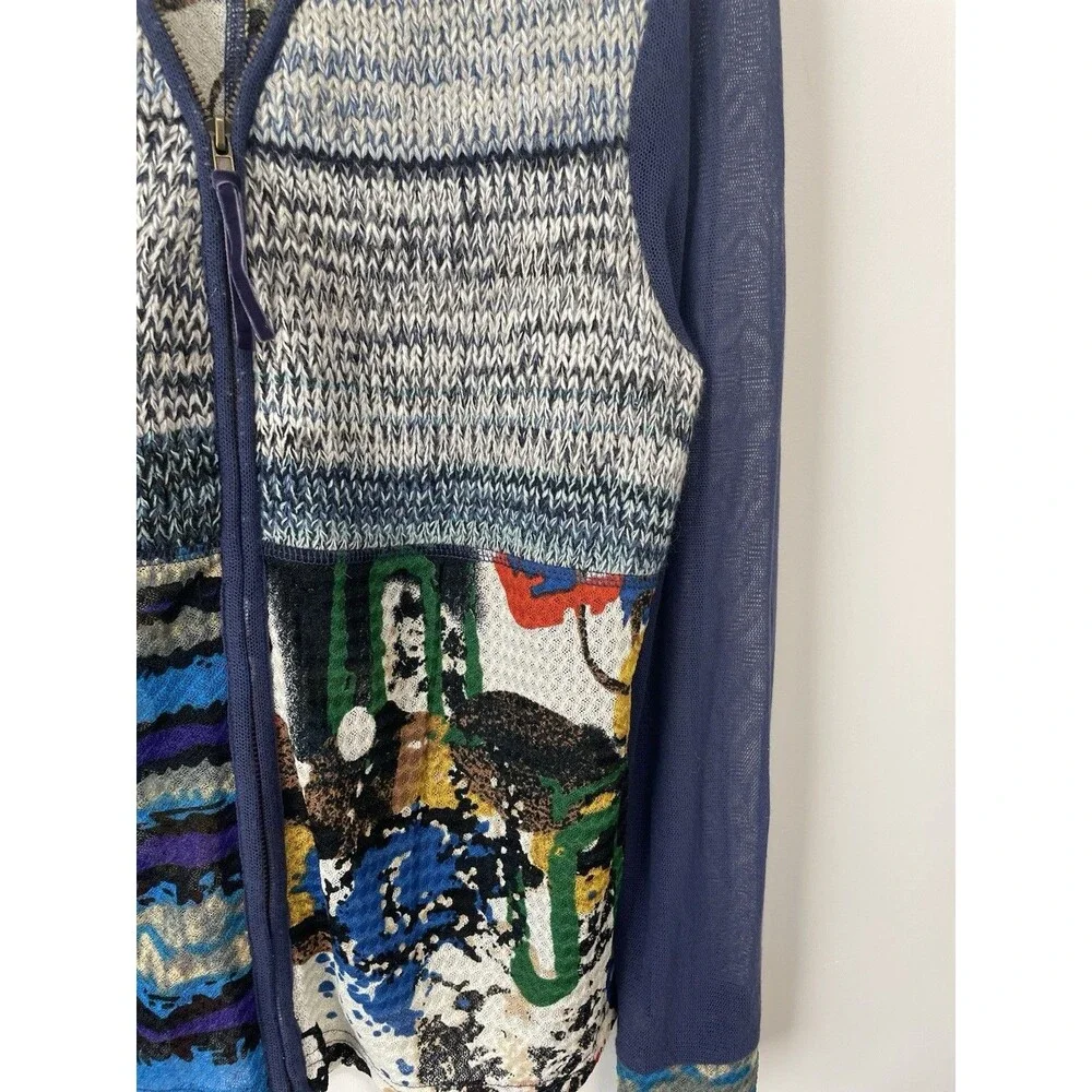 Kaktus Zip Cardigan XL Art to wear Artsy Sweater Colorful Boho Hippie